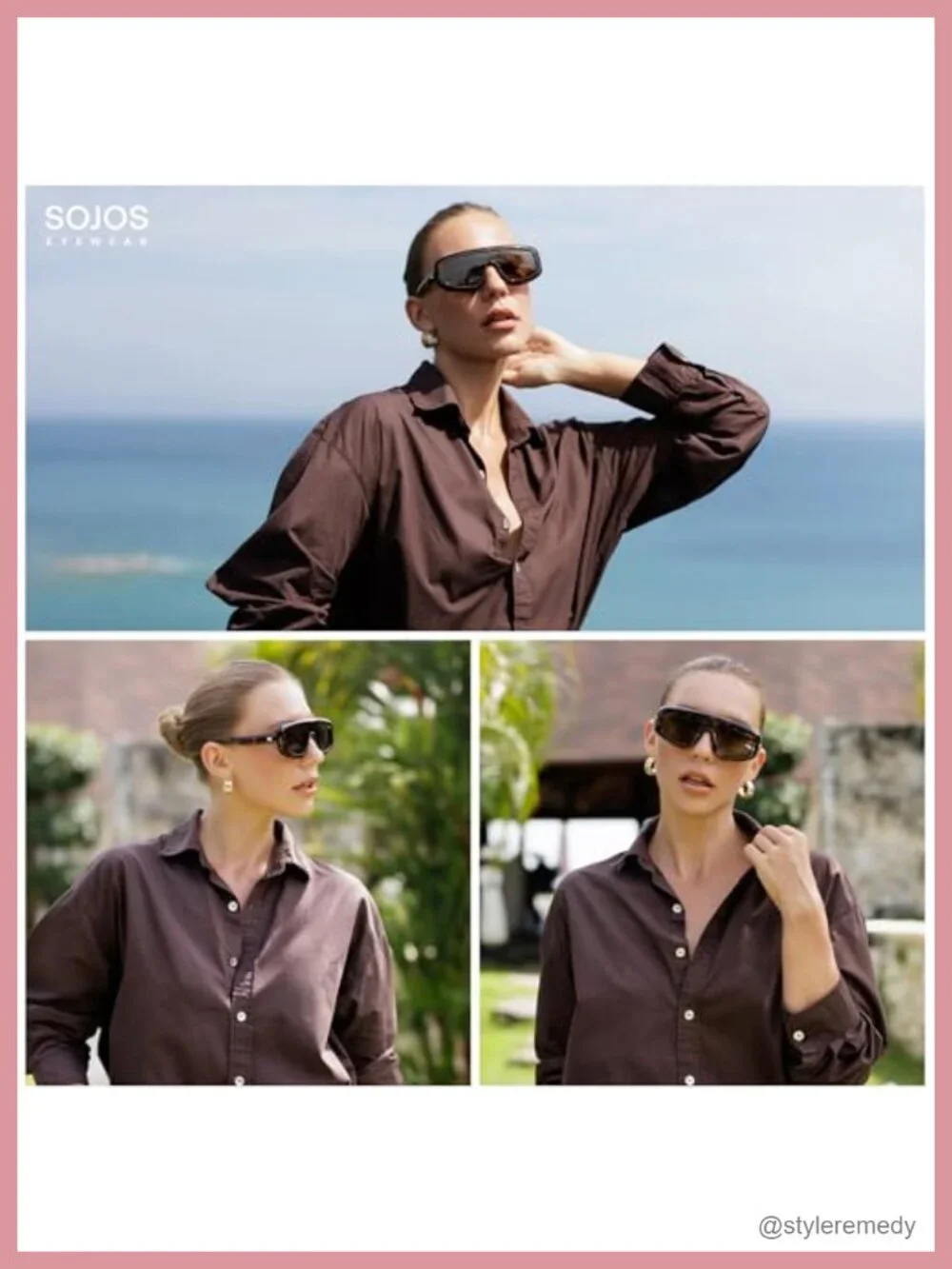 Retro Oversized Aviator Sunglasses for Women Square Shield UV400 Non-Polarized